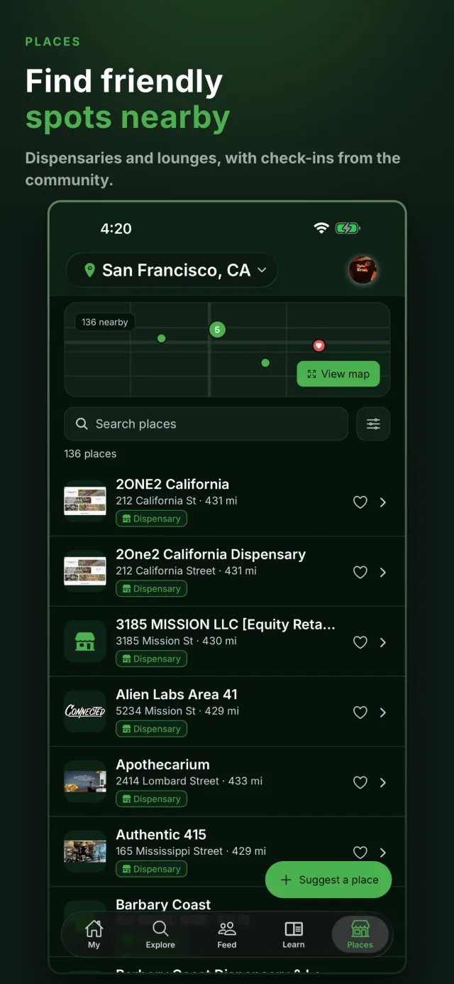 Places screen